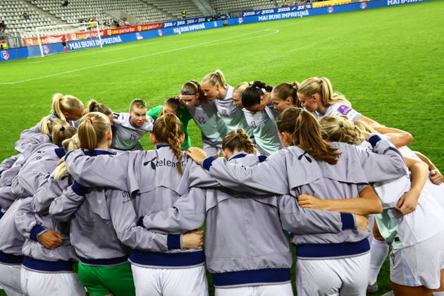 Women s World Cup Qualifier: Romania vs. Norway, Bucharest, October 9, 2026—Norway’s women’s national team is ready before kickoff in the World Cup qualifying soccer match between Romania and Austria at Stadionul Arcul de Triumf in Bucharest. Photo by Nikola Krstic, NTB, Bucharest, Romania. EDITORIAL USE ONLY. RESTRICTED USE FOR BETTING COMPANIES Copyright: xNikolaxKrsticx xNTBx