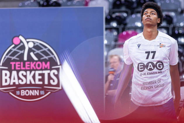 easyCredit Basketball Bundesliga, Telekom Baskets Bonn vs. Science City Jena, 09.10.2026 Daniel Biel (Science City Jena 77) vort dem Spiel -- easyCredit Basketball Bundesliga, Telekom Baskets Bonn vs. Science City Jena, 09.10.2026, Telekom Dome Bonn Copyright: xBEAUTIFULxSPORTS Derixx