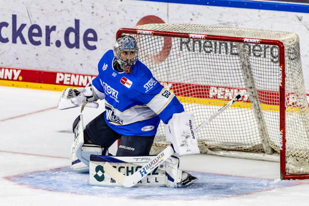 Joacim Eriksson (Schwenninger Wild Wings, 60) beim Warmup Koelner Haie vs. Schwenninger Wild Wings, Eishockey, Penny DEL, Spieltag 07, 2026 2027, 09.10.2026 Koelner Haie vs. Schwenninger Wild Wings, Eishockey, Penny DEL, Spieltag 07, 2026 2027, 09.10.2026 Koeln Copyright: xEibner-Pressefoto GerhardxWingenderx EP_GWR