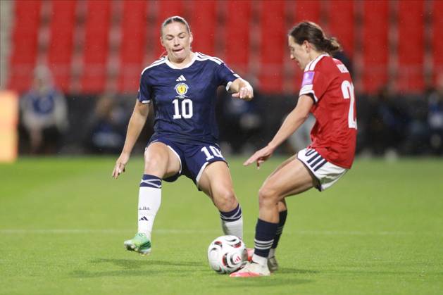 Kirsty Hanson of Scotland in action. Czechia Women v Scotland Women, Women s European World Cup Qualifier, Football, Stadion Arnosta, Pardubice, Czechia - 09 Oct 2026Pardubice Stadion Arnosta Czech Republic  Copyright: xMilanxKammermayer Shutterstockx 17195777v