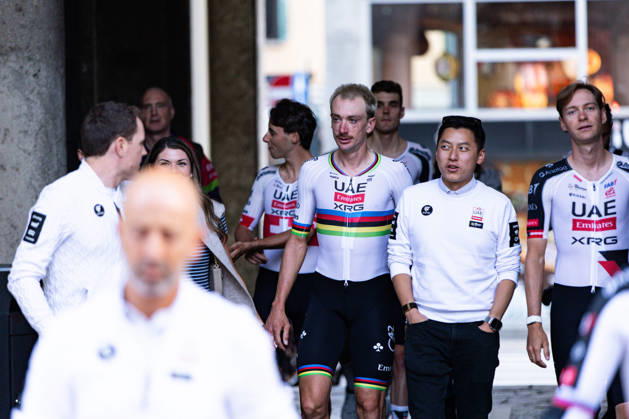 120th ILombardia Team Presentation Brandon McNulty of UAE Team Emirates attends the 120th ILombardia team presentation in Bergamo, Italy, on October 9, 2026. Bergamo Italy Copyright: xTommasoxBerardix originalFilename:berardi-120thilo261009_npj4D