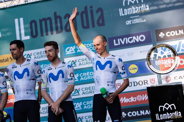 120th ILombardia Team Presentation Eric Mas of Team Movistar attends the 120th ILombardia team presentation in Bergamo, Italy, on October 9, 2026. Bergamo Italy  Copyright: xTommasoxBerardix originalFilename:berardi-120thilo261009_npvTG.jpg