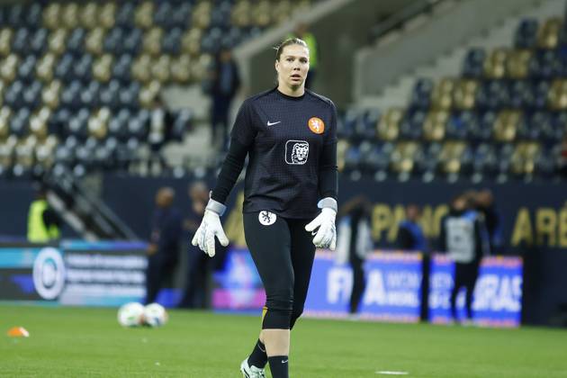 FELCSUT, 09-10-2026 , Pancho Arena, season 2026 2027 , UEFA worldcup qualification football play-offs round 1 , match between Hungary and The Netherlands (women) 1st leg , Pictures shows Netherlands goalkeeper Lize Kop Hungary - Netherlands (women) x208074112x Copyright: