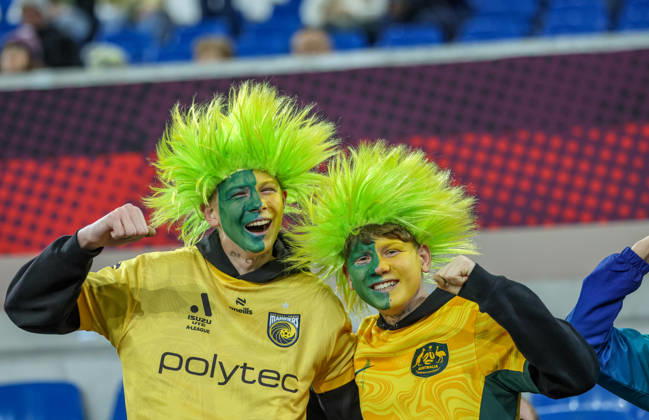 GER, Karlsruhe, Deutschland vs Australien, FIFA, DFB, Fussball, Spielzeit 2026 2027, BBBank Wildpark, Freundschaftsspiel im Bild: Fans Australien, australia DFB DFL REGULATIONS PROHIBIT ANY USE OF PHOTOGRAPHS AS IMAGE SEQUENCES AND OR QUASI-VIDEO, 09.10.2026 Copyright: HMBxMedia HendrikxHamelau