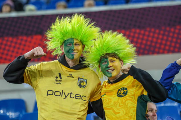 GER, Karlsruhe, Deutschland vs Australien, FIFA, DFB, Fussball, Spielzeit 2026 2027, BBBank Wildpark, Freundschaftsspiel im Bild: Fans Australien, australia DFB DFL REGULATIONS PROHIBIT ANY USE OF PHOTOGRAPHS AS IMAGE SEQUENCES AND OR QUASI-VIDEO, 09.10.2026 Copyright: HMBxMedia HendrikxHamelau