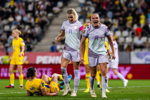 261009 Frida Maanum of Norway celebrates after scoring the 0-2 goal during the FIFA Women s World Cup Qualifier football match between Romania and Norway on October 9, 2026 in Bucharest. Photo: Marius Simensen BILDBYRAN COP 238 bbeng dam FIFA World Cup, WM, Weltmeisterschaft, Fussball qualifiers football fotball fotboll jubel landskamp norge norway romania soccer vm kvalik vm-kvalifisering kvinner Copyright: MARIUSxSIMENSEN BB261009BB601