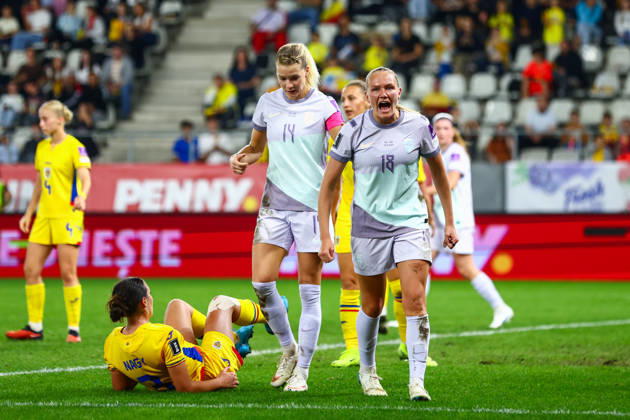 Women s World Cup Qualifier: Romania vs. Norway, Bucharest, October 9, 2026—Frida L. Maanum celebrates after scoring in the World Cup qualifying soccer match between Romania and Norway at Stadionul Arcul de Triumf in Bucharest. Photo: Nikola Krstic, NTB. EDITORIAL USE ONLY. RESTRICTED USE FOR BETTING COMPANIESIES  Copyright: xNikolaxKrsticx xNTBx