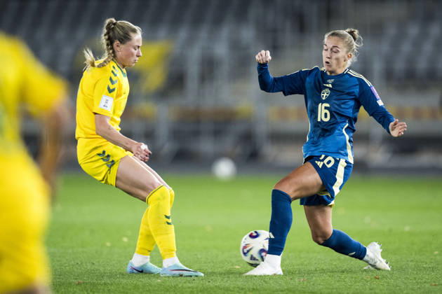 261009 Filippa Angeldahl of Sweden during the FIFA Women s World Cup qualifier play-off football match between Lithuania and Sweden on October 9, 2026 in Kaunas. Photo: Mathias Bergeld BILDBYRAN kod MB MB1418 fotboll football soccer fotball vm-kval kval fifa womens world cup qualifier qualifier playoff lithuania sverige sweden dam bbeng play-off Copyright: MATHIASxBERGELD BB261009MB107