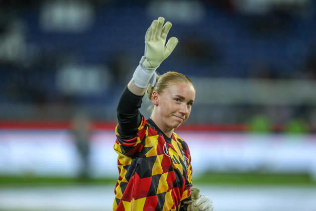 GER, Karlsruhe, Deutschland vs Australien, FIFA, DFB, Fussball, Spielzeit 2026 2027, BBBank Wildpark, Freundschaftsspiel im Bild v.l.: Laura Johanna Dick (Deutschland, Frauen Nationalmannschaft) DFB DFL REGULATIONS PROHIBIT ANY USE OF PHOTOGRAPHS AS IMAGE SEQUENCES AND OR QUASI-VIDEO, 09.10.2026 Copyright: HMBxMedia HendrikxHamelau