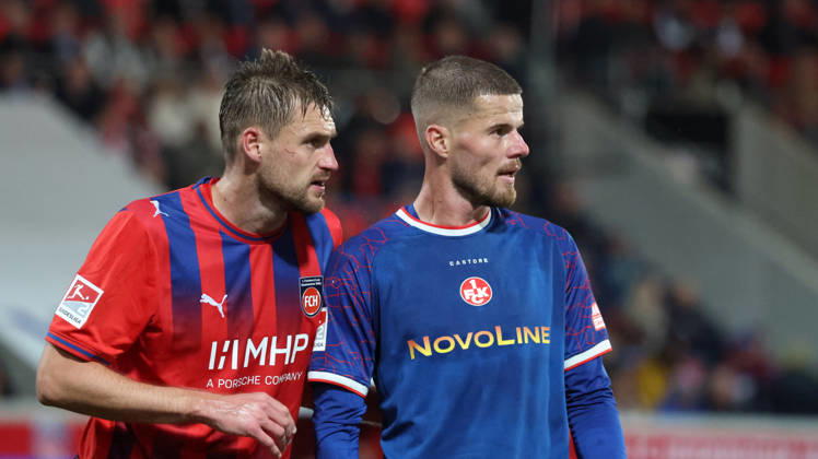 09.10.2026, xrekx, Fussball 2.Bundesliga, 1.FC Heidenheim - 1.FC Kaiserslautern v.l. Patrick Mainka (1FC Heidenheim 1846) Jan Elvedi (1.FC Kaiserslautern) (DFL DFB REGULATIONS PROHIBIT ANY USE OF PHOTOGRAPHS as IMAGE SEQUENCES and or QUASI-VIDEO) Heidenheim