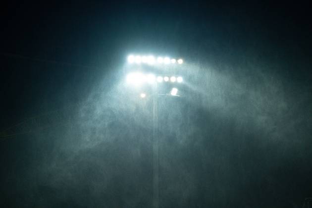09.10.2026: 3. Liga, 8. Spieltag, SC Preußen Münster vs. Rot-Weiss Essen im LVM-Preußenstadion. Flutlicht regen WICHTIGER HINWEIS: Gemäß den Vorgaben des DFB und der DFL ist es untersagt, in dem Stadion und oder vom Spiel angefertigte Fotoaufnahmen in Form von Sequenzbildern und oder videoähnlichen Fotostrecken zu verwerten bzw. verwerten zu lassen. Copyright: xJordyxFourgonx