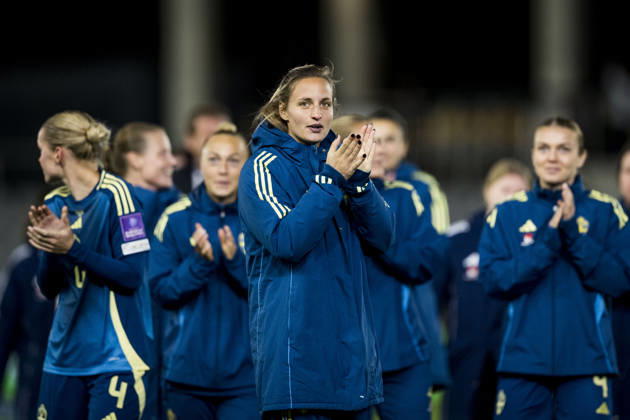 261009 Nathalie Björn of Sweden celebrates after the FIFA Women s World Cup qualifier play-off football match between Lithuania and Sweden on October 9, 2026 in Kaunas. Photo: Mathias Bergeld BILDBYRAN kod MB MB1418 fotboll football soccer fotball vm-kval kval fifa womens world cup qualifier qualifier playoff lithuania sverige sweden dam bbeng play-off jubel Copyright: MATHIASxBERGELD BB261009MB121