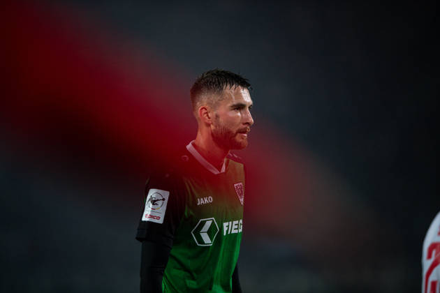 09.10.2026: 3. Liga, 8. Spieltag, SC Preußen Münster vs. Rot-Weiss Essen im LVM-Preußenstadion. Felix Higl Close (Münster) Nah und fokussiert WICHTIGER HINWEIS: Gemäß den Vorgaben des DFB und der DFL ist es untersagt, in dem Stadion und oder vom Spiel angefertigte Fotoaufnahmen in Form von Sequenzbildern und oder videoähnlichen Fotostrecken zu verwerten bzw. verwerten zu lassen. Copyright: xJordyxFourgonx