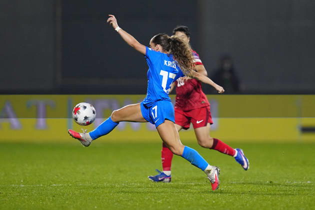 Turkiye v Slovenia - FIFA Women™s World Cup 2027 European Qualifiers Play-offs Round 1: First Leg ISTANBUL, TURKEY - OCTOBER 9: Izabela Krizaj of Slovenia in action during the FIFA Women s World Cup 2027 European Qualifiers Play-offs Round 1 First Leg between Turkiye and Slovenia at Pendik Stadyumu on October 9, 2026 in Istanbul, Turkey. Istanbul Pendik Stadyumu Turkey Copyright: xYagizxGurtug PSxImagesxYagizxGurtug PSxImagesx