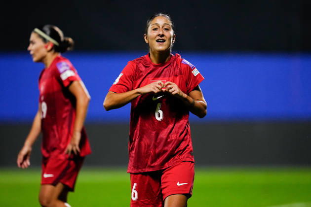 Turkiye v Slovenia - FIFA Women™s World Cup 2027 European Qualifiers Play-offs Round 1: First Leg ISTANBUL, TURKEY - OCTOBER 9: Selen Altunkulak of Turkiye celebrates after scoring her team s third goal during the FIFA Women s World Cup 2027 European Qualifiers Play-offs Round 1 First Leg between Turkiye and Slovenia at Pendik Stadyumu on October 9, 2026 in Istanbul, Turkey. Istanbul Pendik Stadyumu Turkey Copyright: xYagizxGurtug PSxImagesxYagizxGurtug PSxImagesx