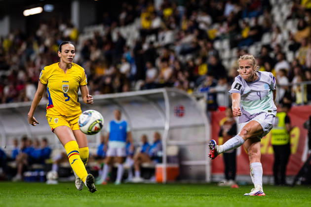 261009 Julie Blakstad of Norway during the FIFA Women s World Cup Qualifier football match between Romania and Norway on October 9, 2026 in Bucharest. Photo: Marius Simensen BILDBYRAN COP 238 bbeng dam FIFA World Cup, WM, Weltmeisterschaft, Fussball qualifiers football fotball fotboll landskamp norge norway romania soccer vm kvalik vm-kvalifisering kvinner Copyright: MARIUSxSIMENSEN BB261009BB701