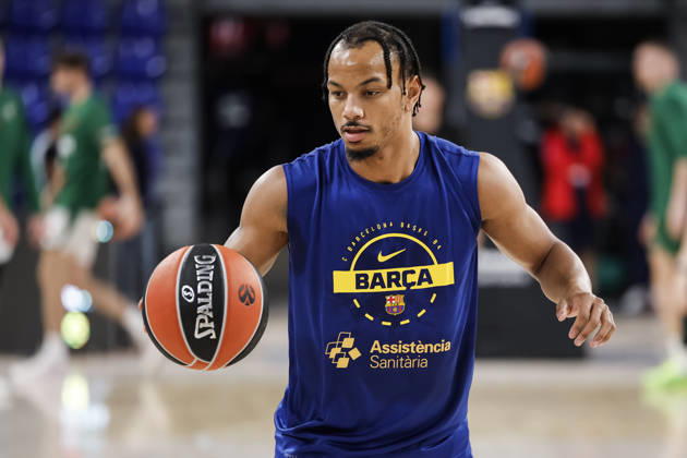 October 9, 2026, Barcelona, Barcelona, Spain: Juntin Robinson of FC Barcelona, Barca warms up during the EuroLeague League Phase MD 4 match played between FC Barcelona and Zalgiris Kaunas at Palau Blaugrana on October 09, 2026 in Barcelona, Spain. FC Barcelona V Zalgiris Kaunas - Euroleague 2026 2027  - ZUMAa181 20261009_zaa_a181_259 Copyright: xJavierxBorregox