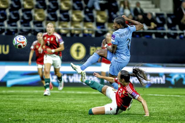 FELCSUT, 09-10-2026 , Pancho Arena, season 2026 2027 , UEFA worldcup qualification football play-offs round 1 , match between Hungary and The Netherlands (women) 1st leg , Pictures shows Netherlands player Lineth Beerensteyn scores the 0-2 Hungary - Netherlands (women)  x208076692x Copyright: