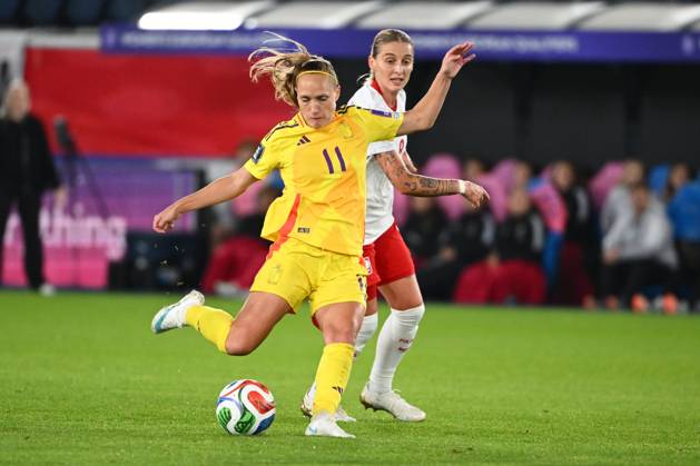 Belgium v Poland - FIFA Women s World Cup 2027 UEFA Qualifiers LEUVEN, BELGIUM - OCTOBER 09 : Cayman Janice forward of Belgium during the FIFA Women s World Cup 2027 UEFA European Qualifiers play-offs round 1 path 2 first leg match between Belgium and Poland on October 9, 2026 in Leuven, Belgium, 09 10 2026 Leuven Belgium  Copyright: xVincentxKalutx