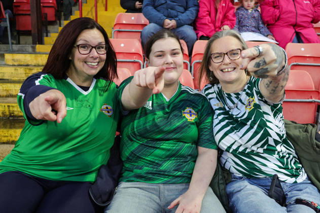 2027 FIFA Women s World Cup Round One Qualifying Play-off First Leg, Inver Park, Larne 9 10 2026 Northern Ireland vs Portugal A view of Northern Ireland fans ahead of the match A view of Northern Ireland fans ahead of the match 9 10 2026 Copyright: xx N Ireland v Portugal_023