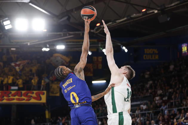 October 9, 2026, Barcelona, Barcelona, Spain: Kevin Paunter of FC Barcelona, Barca and Azuolas Tubelis Of Zalgiris Kaunas in action during the EuroLeague League Phase MD 4 match played between FC Barcelona and Zalgiris Kaunas at Palau Blaugrana on October 09, 2026 in Barcelona, Spain. FC Barcelona V Zalgiris Kaunas - Euroleague 2026 2027  - ZUMAa181 20261009_zaa_a181_270 Copyright: xJavierxBorregox