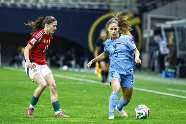 FELCSUT, 09-10-2026 , Pancho Arena, season 2026 2027 , UEFA worldcup qualification football play-offs round 1 , match between Hungary and The Netherlands (women) 1st leg , Pictures shows Netherlands player Marisa Olislagers Hungary - Netherlands (women)  x208078663x Copyright: