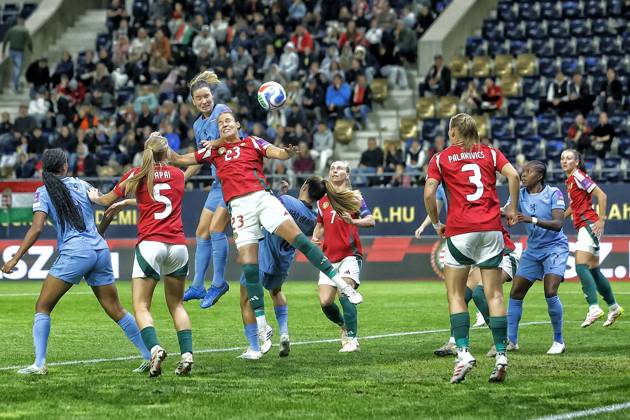 FELCSUT, 09-10-2026 , Pancho Arena, season 2026 2027 , UEFA worldcup qualification football play-offs round 1 , match between Hungary and The Netherlands (women) 1st leg , Pictures shows Netherlands player Damaris Egurrola scores 0-5 Hungary - Netherlands (women)  x208079098x Copyright: