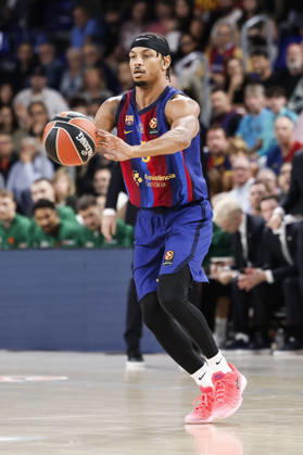 October 9, 2026, Barcelona, Barcelona, Spain: Juntin Robinson of FC Barcelona, Barca in action during the EuroLeague League Phase MD 4 match played between FC Barcelona and Zalgiris Kaunas at Palau Blaugrana on October 09, 2026 in Barcelona, Spain. Barcelona Spain - ZUMAa181 20261009_zaa_a181_268 Copyright: xJavierxBorregox