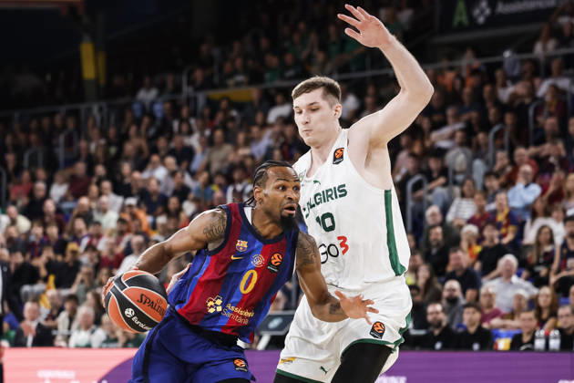 October 9, 2026, Barcelona, Barcelona, Spain: Kevin Paunter of FC Barcelona, Barca and Azuolas Tubelis Of Zalgiris Kaunas in action during the EuroLeague League Phase MD 4 match played between FC Barcelona and Zalgiris Kaunas at Palau Blaugrana on October 09, 2026 in Barcelona, Spain. FC Barcelona V Zalgiris Kaunas - Euroleague 2026 2027 - ZUMAa181 20261009_zaa_a181_285 Copyright: xJavierxBorregox