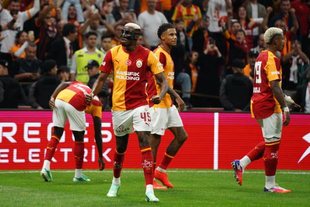 October 9, 2026, Sariyer, Istanbul, Turkey: Victor Osimhen (C) of Galatasaray celebrates after goal scored by Mario Lemina during the Turkish Super League 2026 27 match between Galatasaray and Kasimpasa at RAMS Park Stadium in Istanbul, Turkey, on October 9, 2026. Sariyer Turkey - ZUMAu194 20261009_zip_u194_024 Copyright: xTolgaxUluturkx