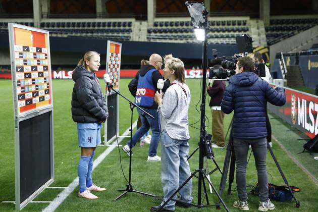 FELCSUT, 09-10-2026 , Pancho Arena, season 2026 2027 , UEFA worldcup qualification football play-offs round 1 , match between Hungary and The Netherlands (women) 1st leg final score 0-8. Pictures shows Rivkah op het Veld (R) of NOS Hungary - Netherlands (women) x208080740x Copyright: