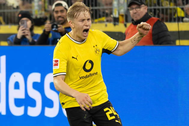 Dortmund, Deutschland 09. Oktober 2026: 1. BL - 2026 2027 - Sp. 5 - Borussia Dortmund gegen SV Werder Bremen Im Bild: Daniel Svensson (BVB) jubelt nach seinem Tor zum 1:0 für den BVB DFL DFB regulations prohibit any use of photographs as image sequences and or quasi-video. Signal Iduna Park Nordrhein Westfalen Copyright: xFotostandx xZeisingx