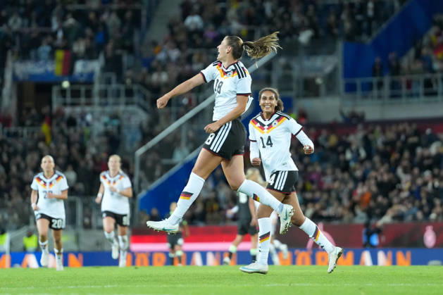 Melissa Kössler Melissa Koessler (Deutschland Frauen-Nationalmannschaft, 18) Torjubel, Emotionen, Torschuss, Abschluss, Torerfolg, Tor, Treffer , Deutschland, Fussball, Länderspiel, Freundschaftsspiel, Testspiel, 2026 2027, Deutschland vs. Australien, 09.10.2026, BBBank Wildpark, Karlsruhe Karlsruhe BBBank Wildpark Baden-Wuerttemberg Deutschland Copyright: xArnexAmbergx