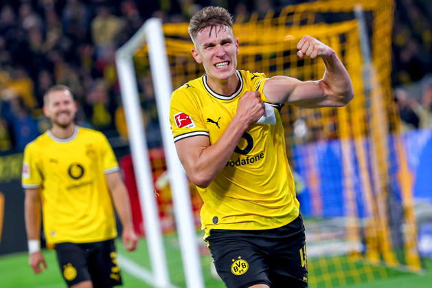 09.10.2026, Fußball, Borussia Dortmund - SV Werder Bremen, 1. Fußball Bundesliga, 05. Spieltag, Signal Iduna Park, Saison 2026 27: Torjubel nach dem Tor zum 2:0 durch Torschütze Nico Schlotterbeck (BVB 04) DFB regulations prohibit any use of photographs as image sequences and or quasi-video. Nordrhein-Westfalen Deutschland