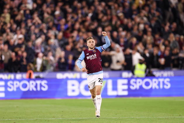 West Ham United v Queens Park Rangers 09 October 2026, London - EFL Championship Football - West Ham United v Queens Park Rangers - Jarrod Bowen of West Ham United celebrates their first goal - Photo: Jacques Feeney Offside. London UK Copyright: xJacquesxFeeneyx xOffsidexOffside