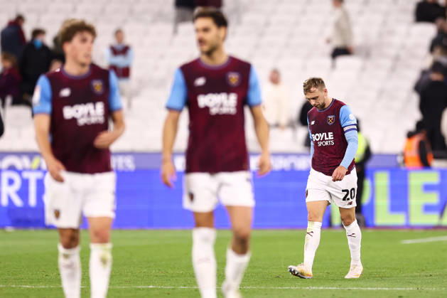 West Ham United v Queens Park Rangers 09 October 2026, London - EFL Championship Football - West Ham United v Queens Park Rangers - Jarrod Bowen of West Ham United looks dejected after full time following his penalty miss - Photo: Jacques Feeney Offside. London UK Copyright: xJacquesxFeeneyx xOffsidexOffside