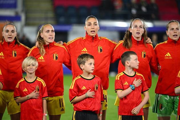 Belgium v Poland - FIFA Women s World Cup 2027 UEFA Qualifiers LEUVEN, BELGIUM - OCTOBER 09 : Players of Belgium during the FIFA Women s World Cup 2027 UEFA European Qualifiers play-offs round 1 path 2 first leg match between Belgium and Poland on October 9, 2026 in Leuven, Belgium, 09 10 2026 Leuven Belgium Copyright: xVincentxKalutx