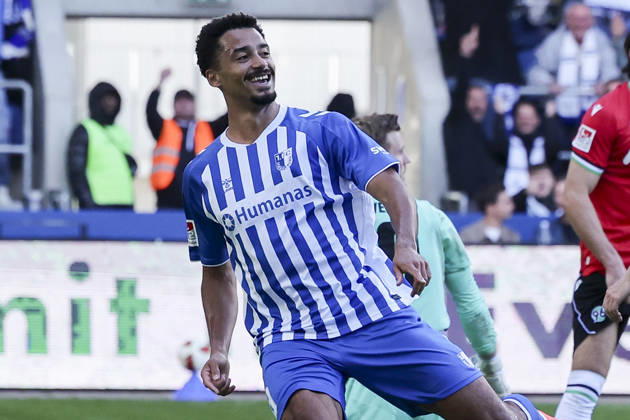 Emmanuel Iyoha (1. FC Magdeburg) bejubelt seinen Treffer zum 2:0 waehrend des spiels der 2. Bundesliga zwischen 1. FC Magdeburg und Hannover 96, Avnet Arena am 10. October 2026 in Magdeburg, Deutschland. (Foto von Marco Steinbrenner DeFodi Images) +++ Emmanuel Iyoha (1. FC Magdeburg) celebrates after scoring his teams second goal during the 2nd Bundesliga match between 1. FC Magdeburg and Hannover 96 at Avnet Arena on October 10, 2026 in Magdeburg, Germany. (Photo by Marco Steinbrenner DeFodi Images) DFB DFL REGULATIONS PROHIBIT ANY USE OF PHOTOGRAPHS AS IMAGE SEQUENCES AND OR QUASI-VIDEO. (Photo by Marco Steinbrenner DeFodi Images) -