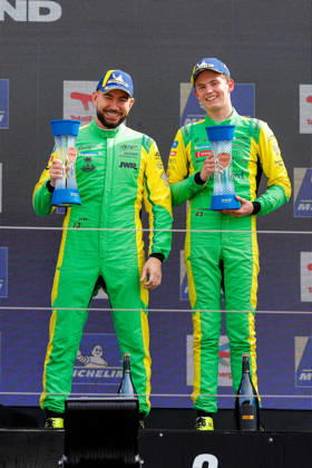 AUTO - MLC 2026 - PORTIMAO 34 BUKHANTSOV Alexander (uae), WINSLOW James (aus), Inter Europol Competition, Ligier JS P325 - Toyota, LMP3 Pro Am, podium, portrait celebration during the 6th round of the 2026 Michelin Le Mans Cup on the Autodromo Internacional do Algarve from October 8 to 10, 2026 in Portimao, Portugal - PortimaoPortugal  Copyright: xPauloxMariax