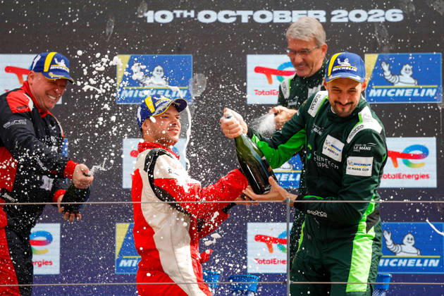 AUTO - MLC 2026 - PORTIMAO 71 AUST Stefan (ger), FERNANDEZ-LASER Felipe (ger), Rinaldi Racing, Ligier JS P325 - Toyota, LMP3 Pro Am, podium, portrait celebration during the 6th round of the 2026 Michelin Le Mans Cup on the Autodromo Internacional do Algarve from October 8 to 10, 2026 in Portimao, Portugal - PortimaoPortugal  Copyright: xPauloxMariax