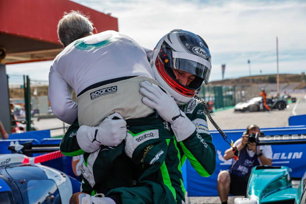 AUTO - MLC 2026 - PORTIMAO 71 AUST Stefan (ger), FERNANDEZ-LASER Felipe (ger), Rinaldi Racing, Ligier JS P325 - Toyota, LMP3 Pro Am, portrait podium, portrait celebration during the 6th round of the 2026 Michelin Le Mans Cup on the Autodromo Internacional do Algarve from October 8 to 10, 2026 in Portimao, Portugal - PortimaoPortugal  Copyright: xPauloxMariax