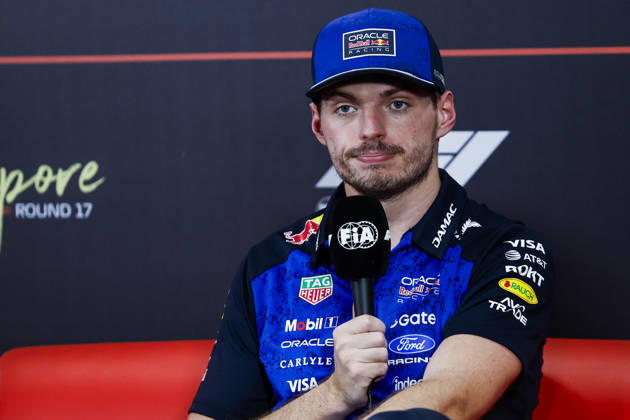 F1 - SINGAPORE GRAND PRIX 2026 Post Sprint Race, press conference, PK, Pressekonferenz VERSTAPPEN Max (nld), Red Bull Racing Ford RB22, portrait during the 2026 Formula 1 Singapore Grand Prix, 17th round of the 2026 Formula One World Championship, WM, Weltmeisterschaft from October 9 to 11, 2026 on the Marina Bay Street Circuit, in Singapore, Singapore - SingaporeSingapore  Copyright: xJulienxDelfossex