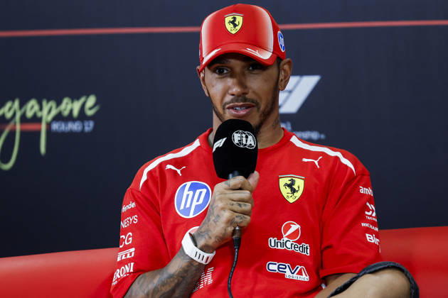 F1 - SINGAPORE GRAND PRIX 2026 Post Sprint Race, press conference, PK, Pressekonferenz HAMILTON Lewis (gbr), Scuderia Ferrari SF-26, portrait during the 2026 Formula 1 Singapore Grand Prix, 17th round of the 2026 Formula One World Championship, WM, Weltmeisterschaft from October 9 to 11, 2026 on the Marina Bay Street Circuit, in Singapore, Singapore - SingaporeSingapore Copyright: xJulienxDelfossex
