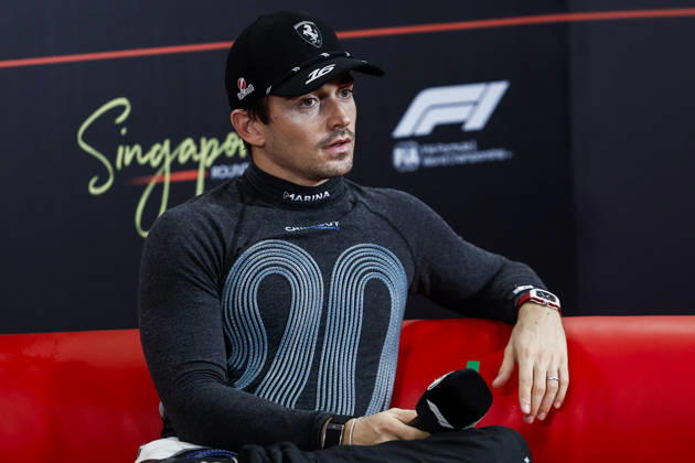 F1 - SINGAPORE GRAND PRIX 2026 Post Sprint Race, press conference, PK, Pressekonferenz LECLERC Charles (mco), Scuderia Ferrari SF-26, portrait, Cooling vest during the 2026 Formula 1 Singapore Grand Prix, 17th round of the 2026 Formula One World Championship, WM, Weltmeisterschaft from October 9 to 11, 2026 on the Marina Bay Street Circuit, in Singapore, Singapore - SingaporeSingapore Copyright: xJulienxDelfossex