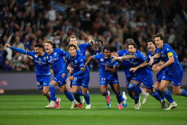 AUSTRALIA CUP SOUTH MELBOURNE VICTORY, South Melbourne FC celebrate as they win the match after a penalty shoot-out during the Australia Cup final match between South Melbourne FC and Melbourne Victory FC at AAMI Park in Melbourne, Saturday, October 10, 2026. ( NO ARCHIVING, EDITORIAL USE ONLY MELBOURNE VICTORIA Australia  Copyright: xSCOTTxBARBOURx 20261010168557481666