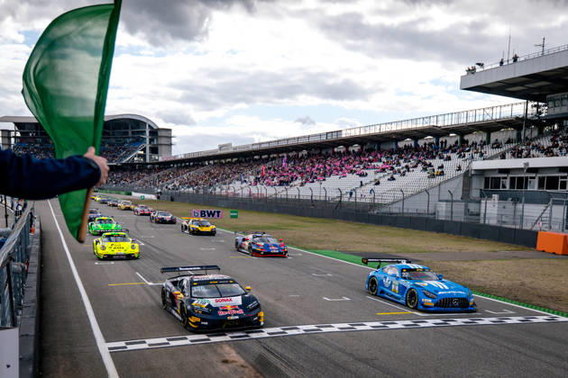 DTM, 15. + 16. Rennen Hockenheim 2026 130 Lamborghini Temerario GT3, ABT Sportsline: Luca Engstler, 22 Mercedes-AMG GT3 EVO, Landgraf Motorsport: Lucas Auer - picture by Gruppe C Photography Sachsenring Germany Copyright: xGruppexCxPhotographyx