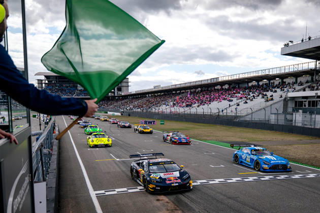 DTM, 15. + 16. Rennen Hockenheim 2026 130 Lamborghini Temerario GT3, ABT Sportsline: Luca Engstler, 22 Mercedes-AMG GT3 EVO, Landgraf Motorsport: Lucas Auer - picture by Gruppe C Photography Sachsenring Germany Copyright: xGruppexCxPhotographyx