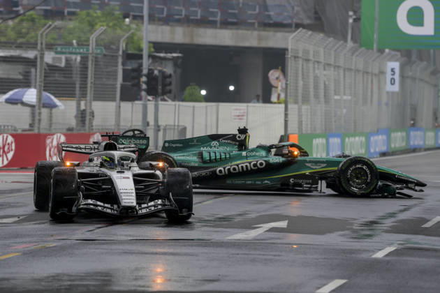 October 10, 2026, Singapore, Tamilnadu, Singapore: George Russell of Mercedes and Sergio Perez of Cadillac collide during the sprint on Saturday 10th October , Singapore Grand Prix 2026, Marina Bay Street Circuit. Formula 1: Singapore Grand Prix 2026 - ZUMAc251 20261010_znp_c251_022 Copyright: xVikramxChandrasekarx