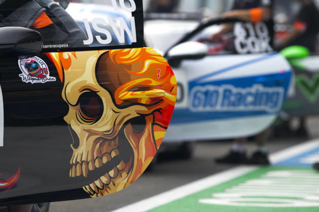 October 10, 2026, Singapore, Tamilnadu, Singapore: Porsche Carerra cars in the pit lane before qualifying Saturday 10th October , Singapore Grand Prix 2026, Marina Bay Street Circuit. Singapore Singapore - ZUMAc251 20261010_znp_c251_023 Copyright: xVikramxChandrasekarx