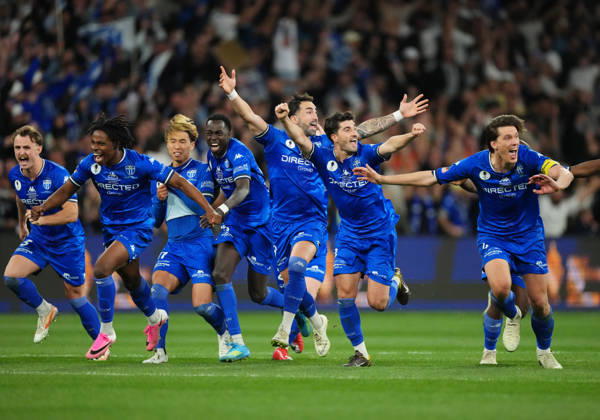AUSTRALIA CUP SOUTH MELBOURNE VICTORY, South Melbourne FC celebrate as they win the match after a penalty shoot-out during the Australia Cup final match between South Melbourne FC and Melbourne Victory FC at AAMI Park in Melbourne, Saturday, October 10, 2026. ( NO ARCHIVING, EDITORIAL USE ONLY MELBOURNE VICTORIA Australia  Copyright: xSCOTTxBARBOURx 20261010193734648604